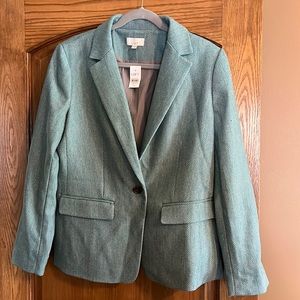 Loft one button tweed blazer
